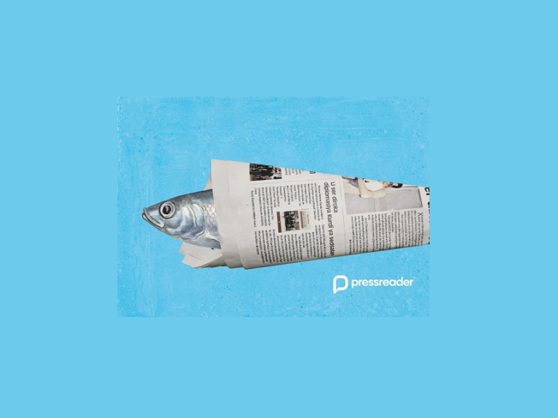 Billede af en fisk indpakket i avispapir
