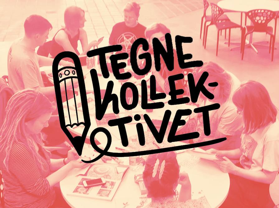 Tegnekollektivet logo og billede af personer, der tegner