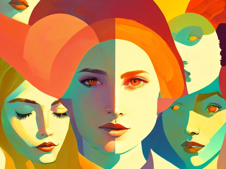 Grafik med forskellige kvindeansigter