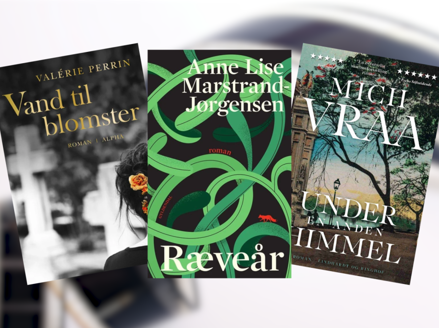 Billede af tre bøger, der burde filmatiseres med filmrulle i baggrunden